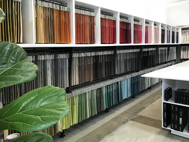 Fabric library at the Unique Fabrics Auckland showroom